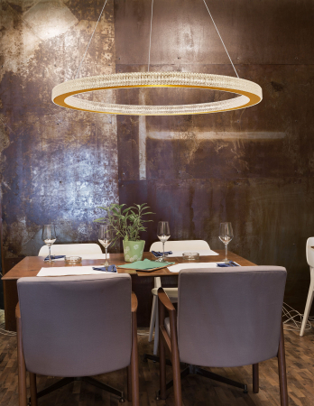 Lustra rotunda aurie cu cristale Suresh 40/60/80 cm, LED dimabil, design lux, 9285410 - Novaluce [17]