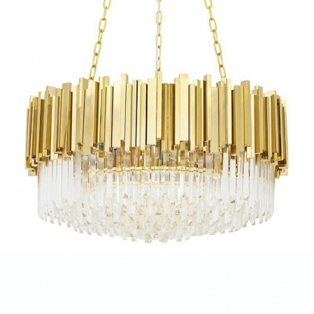 Lustre - Lustra rotunda aurie design lux Imperio cu cristale 80x80x40 cm, DW-D5688M.GOLD - King