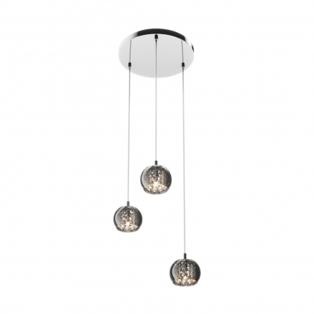 Lustre - Lustra rotunda CRYSTAL cu 3 pendule din sticla, inaltime reglabila, 003064-001009 - Zumaline
