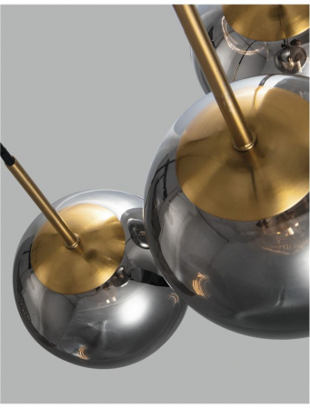 Lustra rotunda cu 3 pendule sticla crom Amit Ø 40 cm, detalii aurii, inaltime reglabila, 9426753 - Novaluce [2]
