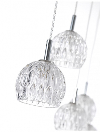 Lustra rotunda cu 5 pendule din sticla transparenta Alexis, Ø 33 cm, baza metal cromat, inaltime reglabila, 8540405 - Novaluce [2]
