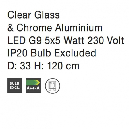 Lustra rotunda cu 5 pendule din sticla transparenta Alexis, Ø 33 cm, baza metal cromat, inaltime reglabila, 8540405 - Novaluce [4]