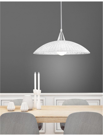 Lustra rotunda Dipa Ø 40 cm, din sticla transparenta si alba structurata, 7326501 - Novaluce [1]
