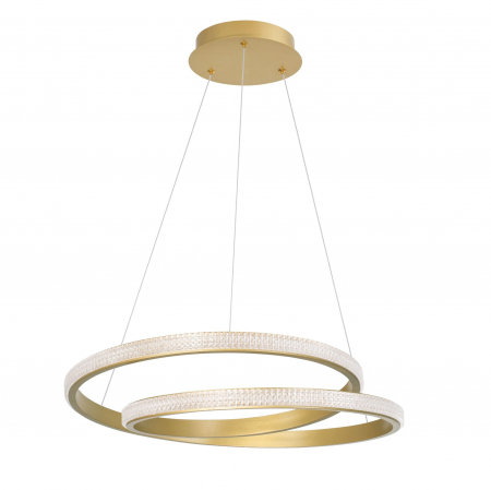 Lustre - Lustra rotunda forma bucla auriu mat/negru Sikke 55 cm cu cristale acril, iluminare LED dimabila, 9818510 - Novaluce