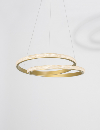 Lustra rotunda forma bucla auriu mat/negru Sikke 55 cm cu cristale acril, iluminare LED dimabila, 9818510 - Novaluce [1]