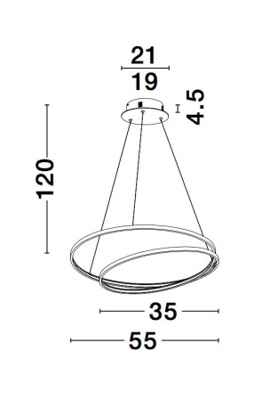 Lustra rotunda forma bucla auriu mat/negru Sikke 55 cm cu cristale acril, iluminare LED dimabila, 9818510 - Novaluce [5]