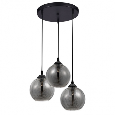 Lustre - Lustra rotunda fumurie Alias 3 pendule sticla, Ø 30 cm inaltime reglabila, 8436402 - Novaluce