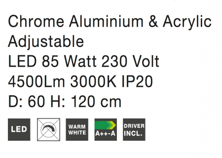 Lustra rotunda inele crom Gani Ø60 cm, iluminare LED dimabila, design modern lux, 17222003 D - Novaluce [4]
