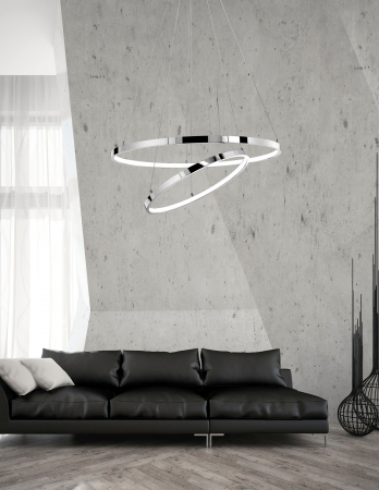 Lustra rotunda inele crom Gani Ø60 cm, iluminare LED dimabila, design modern lux, 17222003 D - Novaluce [2]