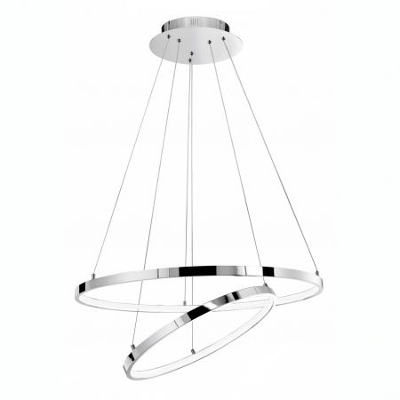 Lustre - Lustra rotunda inele crom Gani Ø60 cm, iluminare LED dimabila, design modern lux, 17222003 D - Novaluce