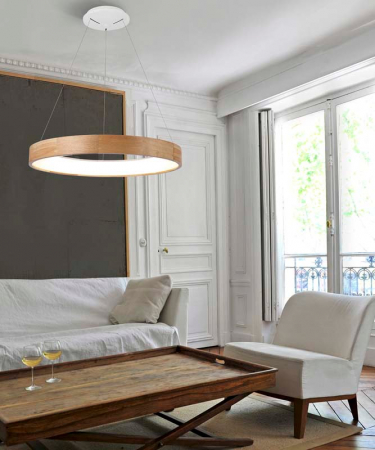 Lustra rotunda LED lemn natural Ivay Ø 45/65 cm, design modern, AZ 3344 - Azzardo [2]