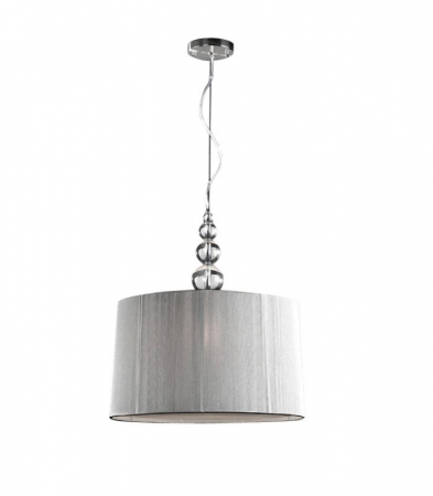 Lustre - Lustra rotunda lux argintie Grama, abajur fir textil Ø 50 cm, inaltime reglabila, 663554 - Schuller