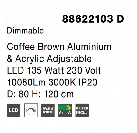 Lustra rotunda maro dimabila LED Mina Ø80 cm din trei piese, design modern, 88622103 D - Novaluce [5]