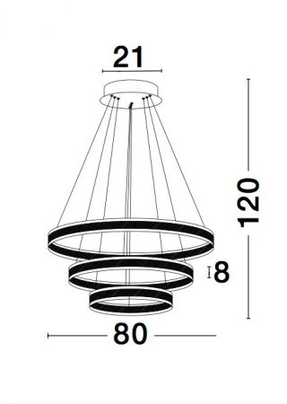 Lustra rotunda maro dimabila LED Mina Ø80 cm din trei piese, design modern, 88622103 D - Novaluce [3]