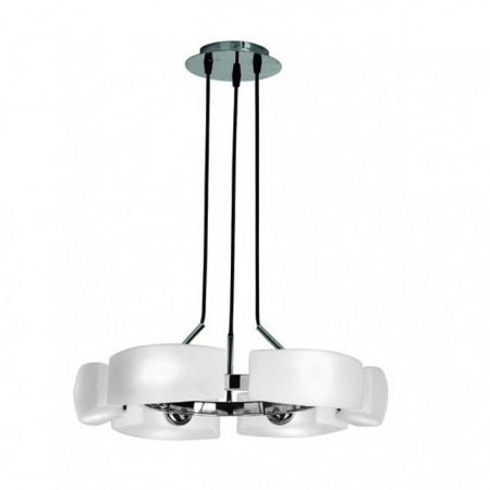 Lustre - Lustra rotunda moderna Zana, abajur alb sticla, metal cromat, diverse dimensiuni, AZ 0154 - Azzardo