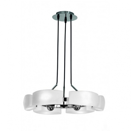 Lustre - Lustra rotunda moderna Zana, abajur alb sticla, metal cromat, diverse dimensiuni, AZ 0123 - Azzardo