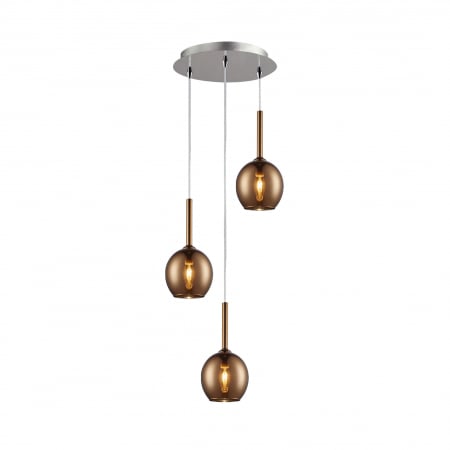 Lustre - Lustra rotunda MONIC cu 3 pendule in finisajul cuprului, Ø 34 cm, metal/sticla, 003064-001998 - Zumaline