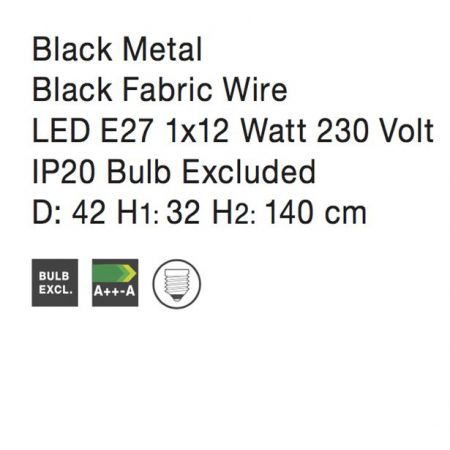 Lustra rotunda neagra/alba tip pendul Ella Ø 33/42 cm, din metal, inaltime reglabila, 8809001 - Novaluce [10]