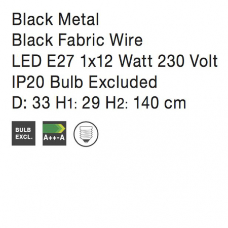 Lustra rotunda neagra/alba tip pendul Ella Ø 33/42 cm, din metal, inaltime reglabila, 8809001 - Novaluce [3]