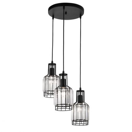 Promotii - Lustra rotunda neagra Baldari, cu 3/5 pendule din metal, inaltime ajustabila, 9001701 - Novaluce