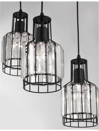 Lustra rotunda neagra Baldari, cu 3/5 pendule din metal, inaltime ajustabila, 9001702 - Novaluce [5]