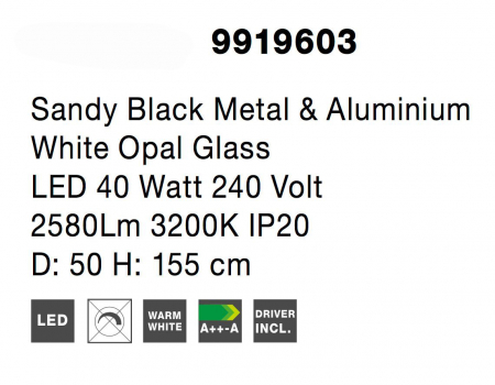 Lustra rotunda neagra cu 5 globuri albe Esila Ø50 cm, iluminare LED, sticla/metal, 9919603 - Novaluce [6]