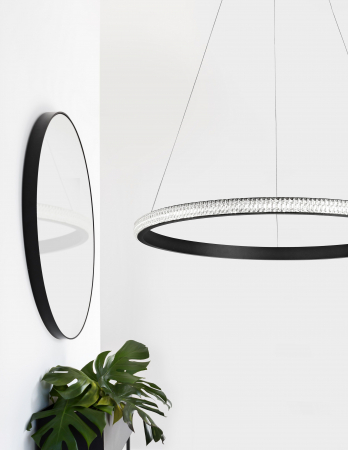 Lustra rotunda neagra cu cristale acril Michai Ø60 cm LED dimabil, design lux, 9481091 - Novaluce [2]
