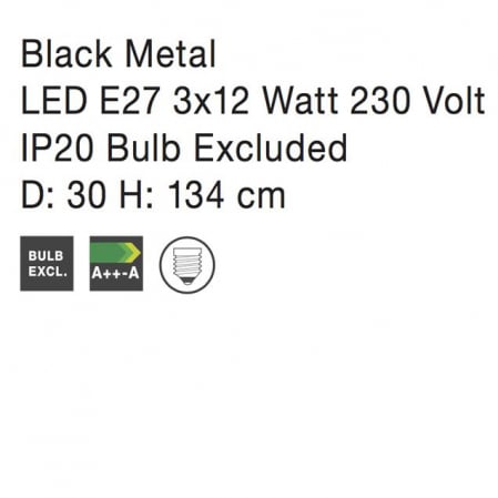 Lustra rotunda neagra Fredri, 3 pendule geometrice din tije metalice, Ø 30 cm, 7605189 - Novaluce [3]