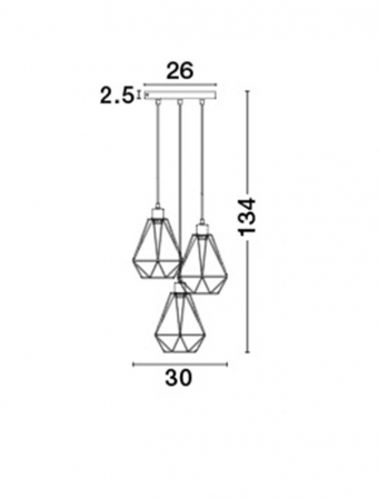 Lustra rotunda neagra Fredri, 3 pendule geometrice din tije metalice, Ø 30 cm, 7605189 - Novaluce [2]