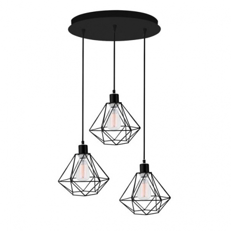 Promotii - Lustra rotunda neagra Ivana, 3 pendule geometrice din tije metalice, Ø 30 cm, 673603 - Novaluce