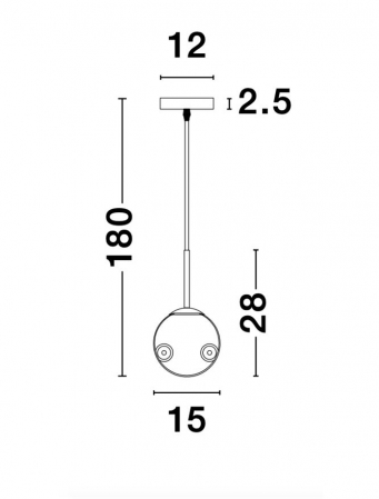 Lustra rotunda sticla crom Amit Ø 15 cm, detaliu metalic auriu, inaltime reglabila, 9426751 - Novaluce [3]