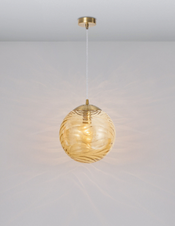 Lustra rotunda sticla transparenta/galbena Caden Ø30 cm, design retro, 9988300 - Novaluce [9]
