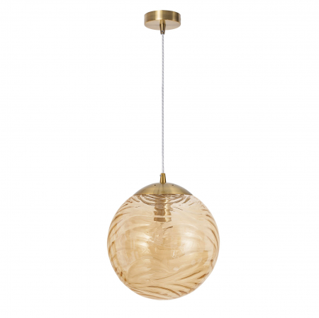 Lustre - Lustra rotunda sticla transparenta/galbena Caden Ø30 cm, design retro, 9988301 - Novaluce