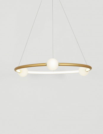 Lustra rotunda tip inel LED dimabila Charon 64 cm, detalii glob albe sticla, design modern, 9820601 - Novaluce [8]