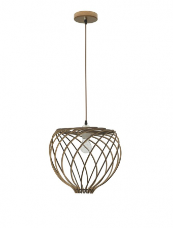 Lustra rotunda tip pendul Almira Ø 35 cm, abajur din lemn, inaltime reglabila, 9135061 - Novaluce [3]