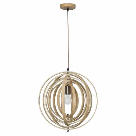 Lustre - Lustra rotunda tip pendul Maxi Ø 43 cm, abajur discuri din lemn, inaltime reglabila, 9138062 - Novaluce