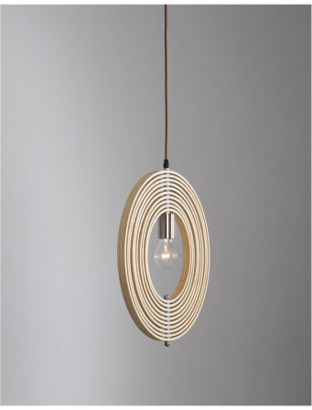 Lustra rotunda tip pendul Maxi Ø 43 cm, abajur discuri din lemn, inaltime reglabila, 9138062 - Novaluce [4]