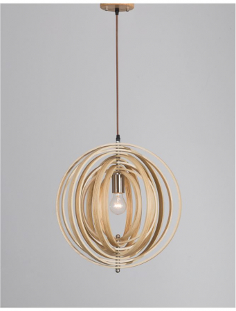 Lustra rotunda tip pendul Maxi Ø 43 cm, abajur discuri din lemn, inaltime reglabila, 9138062 - Novaluce [3]
