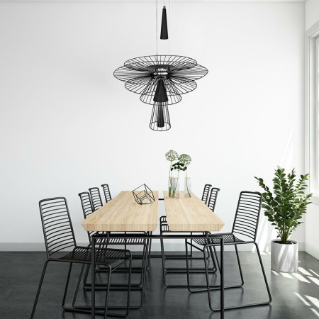 Lustră Sesto 60x60x250 cm, Metal Negru - Moosee [10]