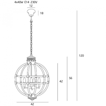Lustra sferica pe lant Kios Ø 42 cm metal/acril, inaltime reglabila, P0322 - Maxlight [3]