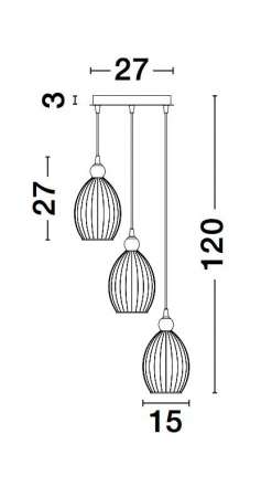 Lustra sticla galbena 3 pendule forma rotunda alungita Jaime Ø23 cm, metal auriu, 9988382 - Novaluce [5]