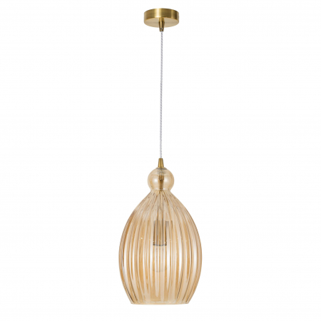 Promotii - Lustra sticla galbena forma rotunda alungita Jaime Ø23 cm, metal auriu, 9988383 - Novaluce