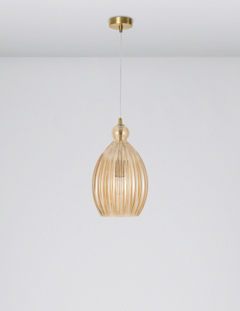 Lustra sticla galbena forma rotunda alungita Jaime Ø23 cm, metal auriu, 9988383 - Novaluce [1]