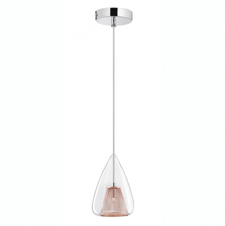 Promotii - Lustra sticla transparenta Kimbra detalii metal impletit auriu rose, design modern, 1600200501 - Novaluce