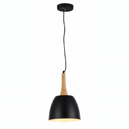 Lustra suspendata alba/neagra metal cu detalii lemn Efe Ø 16 cm, sil scandinav, AZ 1333 - Azzardo [2]