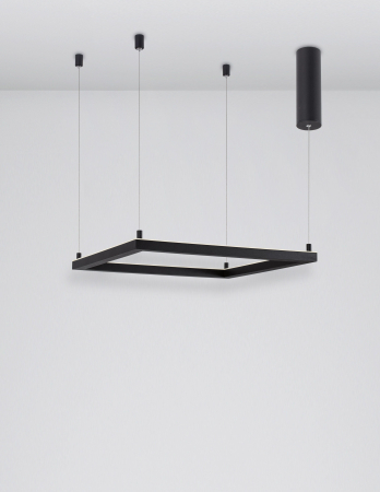 Lustra suspendata patrata dimabila Linus 50x50 cm alba/neagra, iluminare LED, design minimalist, 9990736 - Novaluce [1]