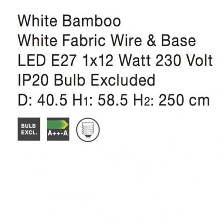 Lustra tip pendul alba/natur Mimmi, din bambus, Ø 40 cm, inaltime reglabila, 9586682 - Novaluce [10]