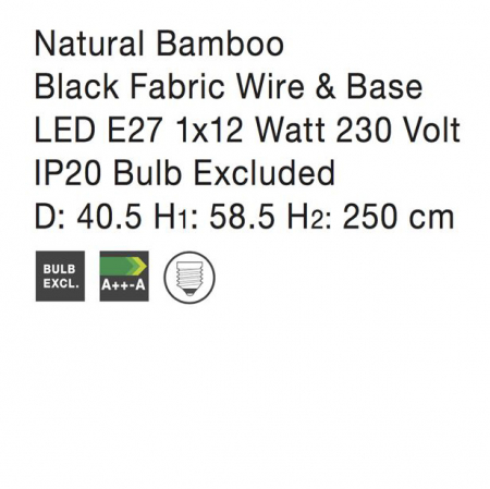 Lustra tip pendul alba/natur Mimmi, din bambus, Ø 40 cm, inaltime reglabila, 9586682 - Novaluce [14]