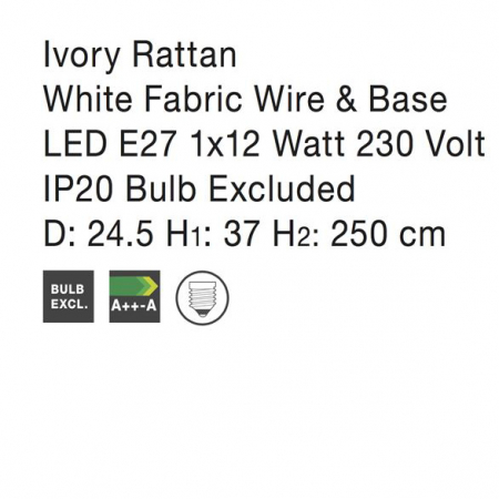 Lustra tip pendul alba/natur Mimmi, din ratan, Ø 25 cm, inaltime reglabila, 9587162 - Novaluce [9]