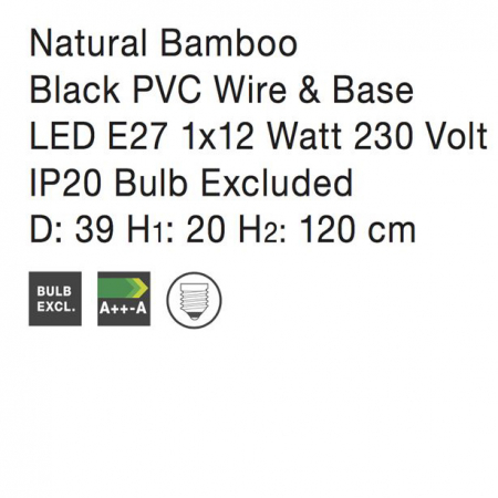 Lustra tip pendul Amaia din bambus Ø 39 cm, inaltime reglabila, 9142498 - Novaluce [3]